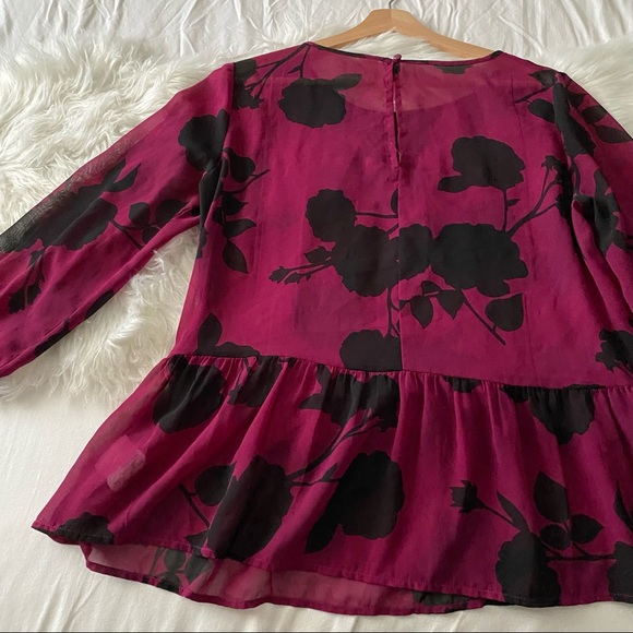 Peplum • Sheer Black Floral Blouse - Picture 8 of 10